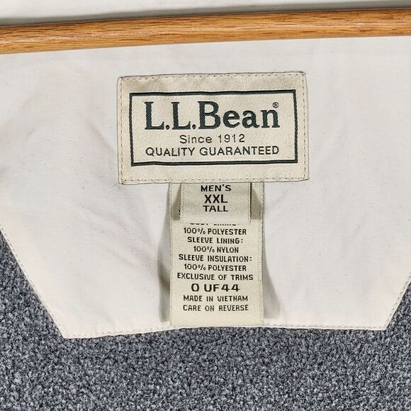 L.L. Bean Jacket Mens XXL Tall Zip Front Nylon O UF44 Full Zip White Pockets - Picture 7 of 8